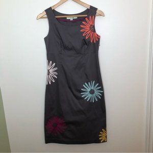 Boden Grey Floral Appliqué Sleeveless Shift  Dress Size 4